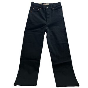 Levi's Premium Jeans Women's 29x27 Black Ribcage Straight High Rise Big E Preppy